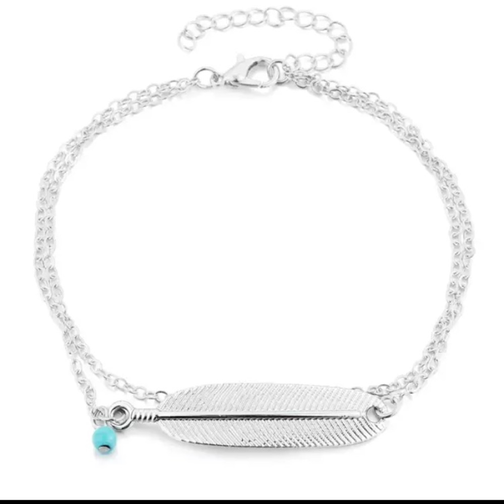 NEW Feather Ankle Bracelet Dainty Anklet - Picture 1 of 2